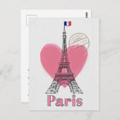 Heart Love Paris Eiffel Tower Briefkaart (Voorkant / Achterkant)