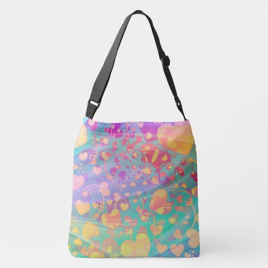 Heart Love Pattern Pastel Design Crossbody Tas (Achterkant)