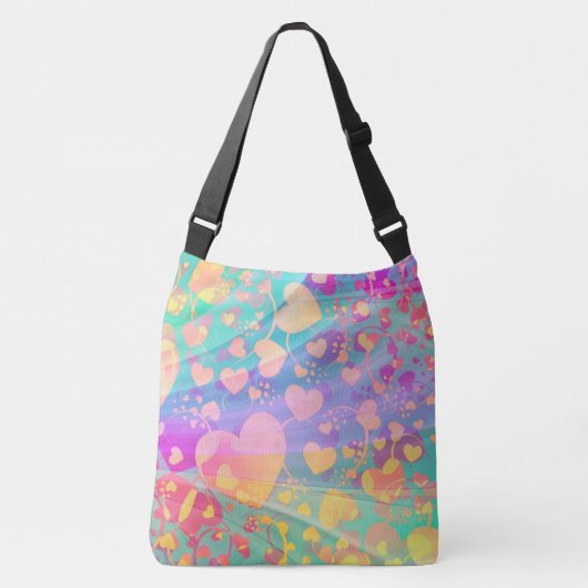 Heart Love Pattern Pastel Design Crossbody Tas (Voorkant)
