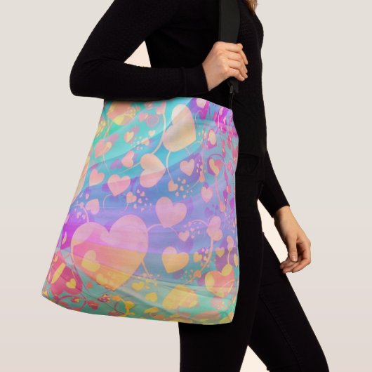 Heart Love Pattern Pastel Design Crossbody Tas (Dichtbij)