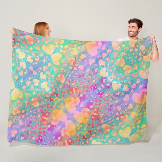 Heart Love Pattern Pastel Design Fleece Deken (In situ)
