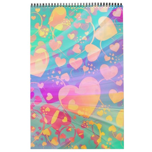 Heart Love Pattern Pastel Design Kalender (Hoes)