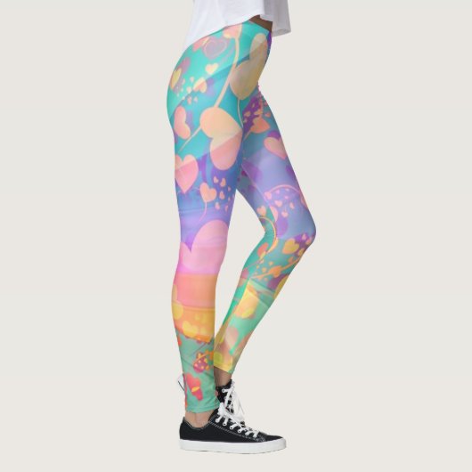 Heart Love Pattern Pastel Design Leggings (Rechts)