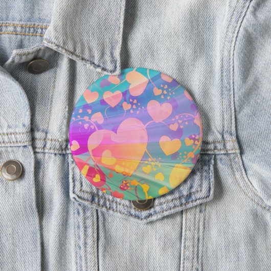 Heart Love Pattern Pastel Design Ronde Button 4,0 Cm (In situ)