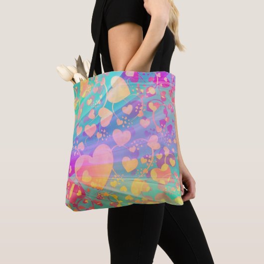 Heart Love Pattern Pastel Design Tote Bag (Dichtbij)