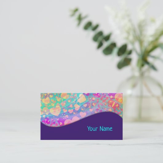 Heart Love Pattern Pastel Design Visitekaartje (Staand voorkant)