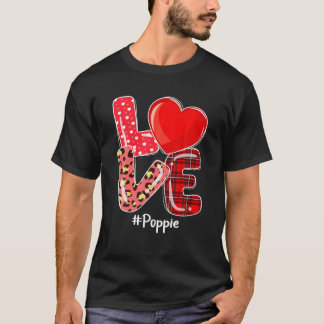 Heart Love Poppie Buffalo Plaid Leopard Valentine T-shirt