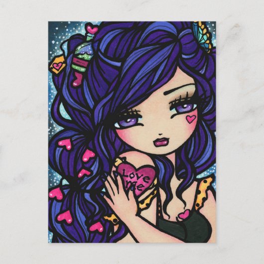 Heart Love Potion Mermaid Fairy Fantasy Art Girl Briefkaart (Voorkant)