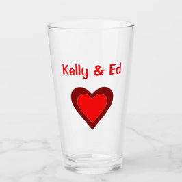 Heart Love Red Wedding Couple 4Kelly & Ed (Namen) Glas