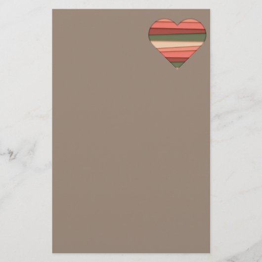 Heart Love Striped Valentijnsdag Briefpapier (Voorkant)