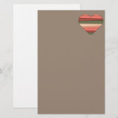 Heart Love Striped Valentijnsdag Briefpapier (Voorkant / Achterkant)