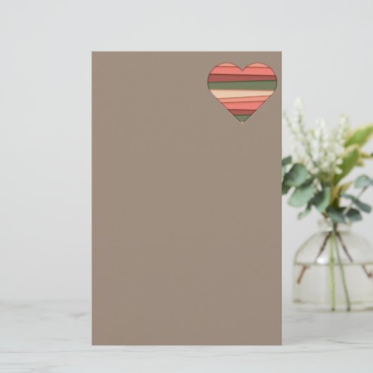Heart Love Striped Valentijnsdag Briefpapier (Staand voorkant)