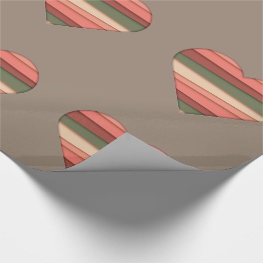 Heart Love Striped Valentijnsdag Cadeaupapier (Hoek)