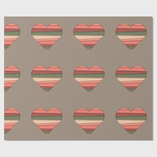 Heart Love Striped Valentijnsdag Cadeaupapier (Vlak)