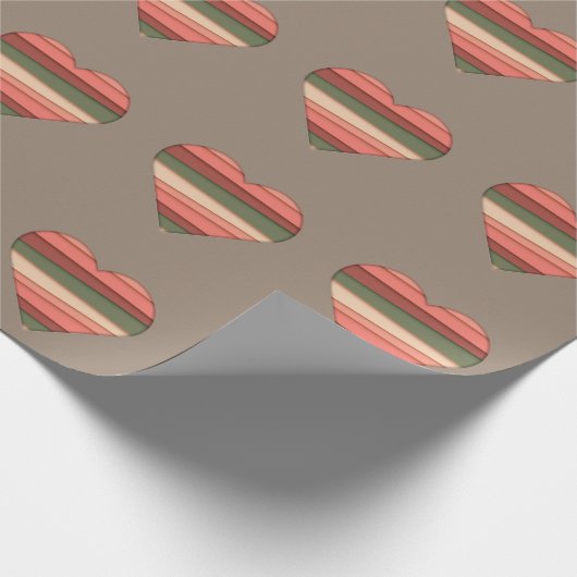 Heart Love Striped Valentijnsdag Cadeaupapier (Hoek)