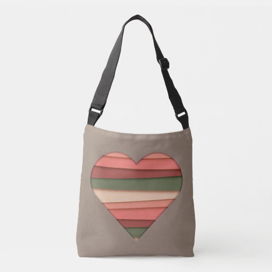 Heart Love Striped Valentijnsdag Crossbody Tas (Voorkant)