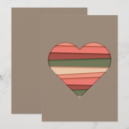 Heart Love Striped Valentijnsdag Feestdagenkaart (Voorkant / Achterkant)