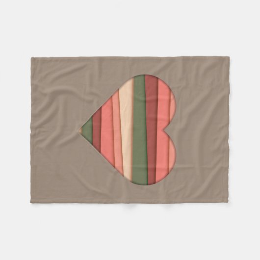 Heart Love Striped Valentijnsdag Fleece Deken (Voorkant (Horizontaal))