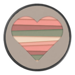 Heart Love Striped Valentijnsdag Hockey Puck
