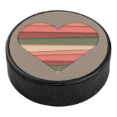 Heart Love Striped Valentijnsdag Hockey Puck (3/4)