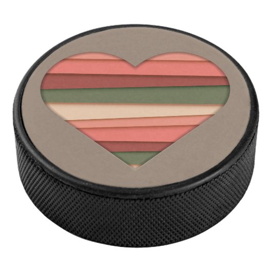 Heart Love Striped Valentijnsdag Hockey Puck (3/4)