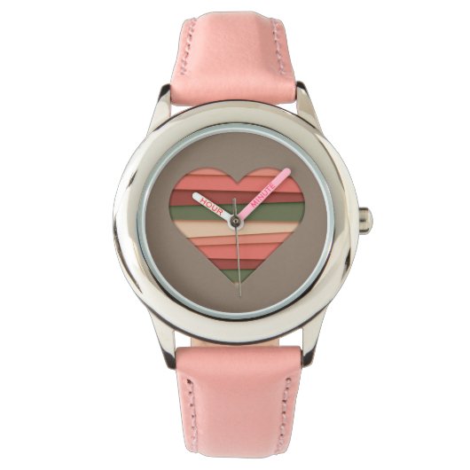 Heart Love Striped Valentijnsdag Horloge (Voorkant)