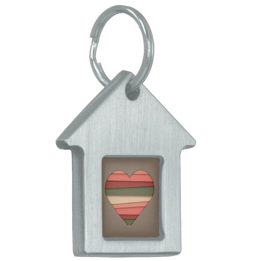 Heart Love Striped Valentijnsdag Huisdieren Naamplaatje (Voorkant Links)