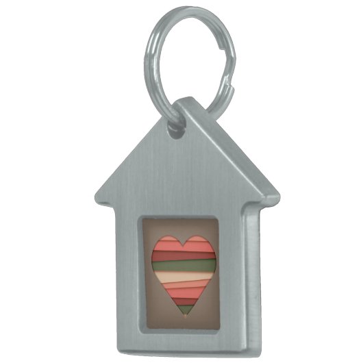 Heart Love Striped Valentijnsdag Huisdieren Naamplaatje (Voorkant Rechts)