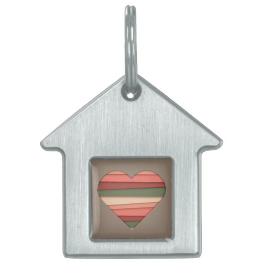 Heart Love Striped Valentijnsdag Huisdieren Naamplaatje (Voorkant)