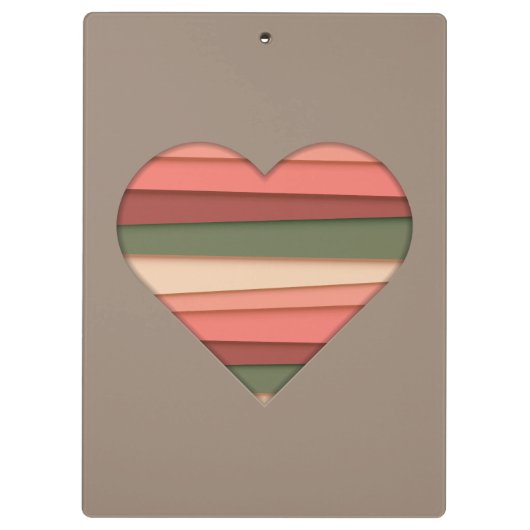 Heart Love Striped Valentijnsdag Klembord (Achterkant)