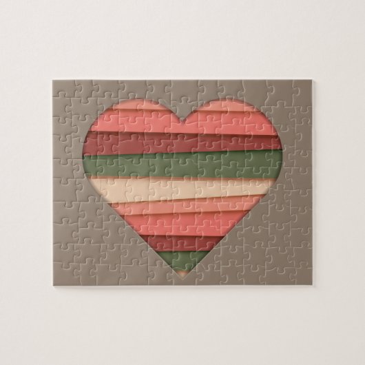 Heart Love Striped Valentijnsdag Legpuzzel (Horizontaal)