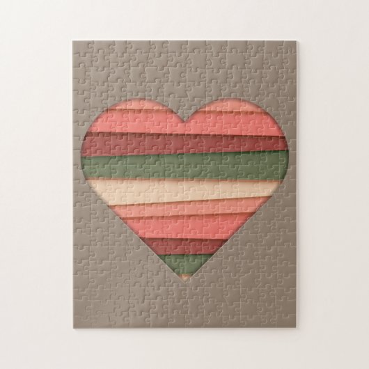 Heart Love Striped Valentijnsdag Legpuzzel (Verticaal)