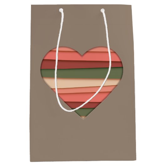 Heart Love Striped Valentijnsdag Medium Cadeauzakje (Voorkant)