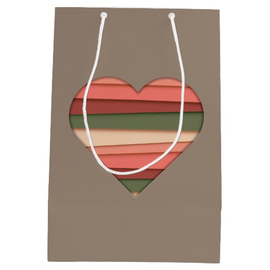 Heart Love Striped Valentijnsdag Medium Cadeauzakje (Achterkant)