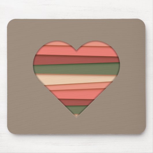 Heart Love Striped Valentijnsdag Muismat (Voorkant)