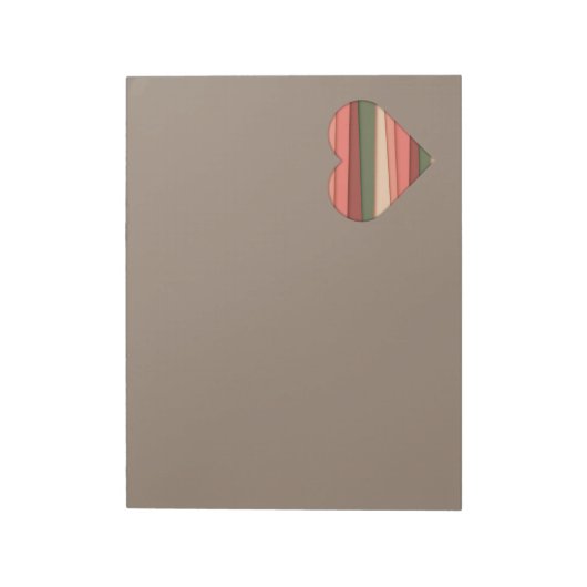 Heart Love Striped Valentijnsdag Notitieblok (Linkerzijde)