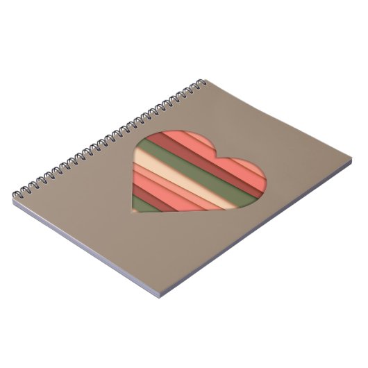 Heart Love Striped Valentijnsdag Notitieboek (Linkerzijde)