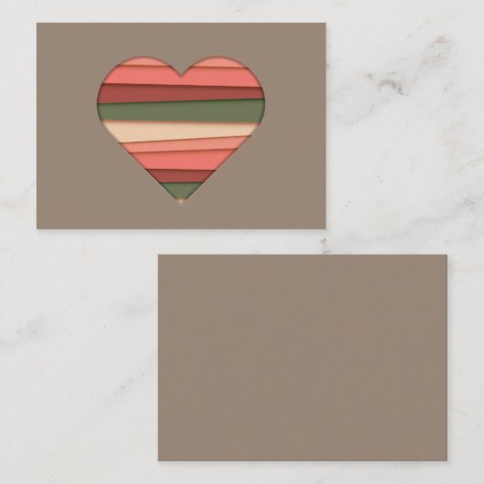 Heart Love Striped Valentijnsdag Notitiekaartje (Voorkant / Achterkant)