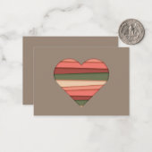 Heart Love Striped Valentijnsdag Notitiekaartje (Voorkant / Achterkant in situ)