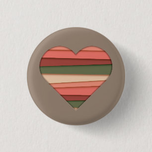 Heart Love Striped Valentijnsdag Ronde Button 3,2 Cm
