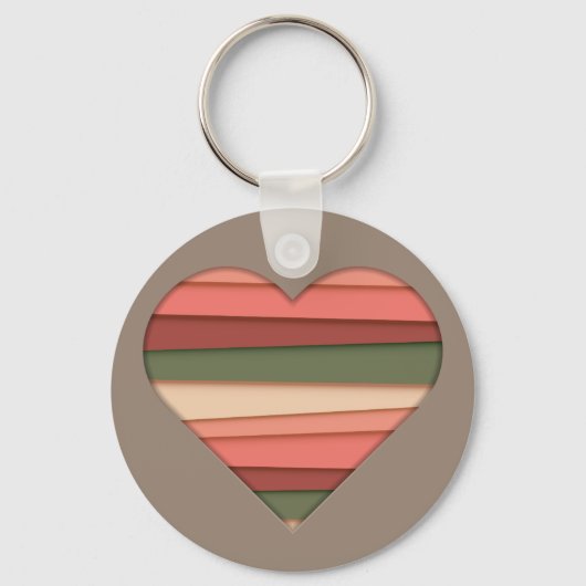 Heart Love Striped Valentijnsdag Sleutelhanger (Voorkant)