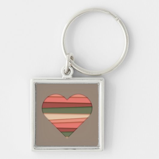 Heart Love Striped Valentijnsdag Sleutelhanger (Voorkant)