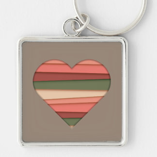 Heart Love Striped Valentijnsdag Sleutelhanger