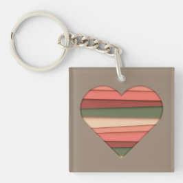 Heart Love Striped Valentijnsdag Sleutelhanger