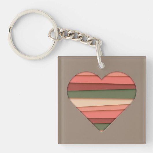 Heart Love Striped Valentijnsdag Sleutelhanger (voorkant)