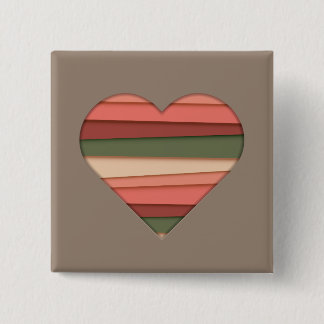 Heart Love Striped Valentijnsdag Vierkante Button 5,1 Cm