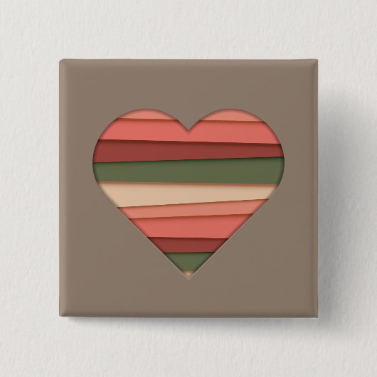 Heart Love Striped Valentijnsdag Vierkante Button 5,1 Cm (Voorkant)