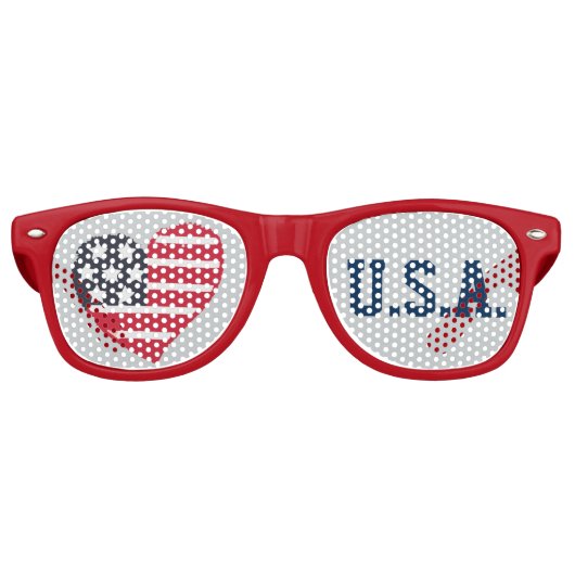 Heart Love U.S.A Lens Sunbries/Shades Retro Zonnebril (Voorkant)