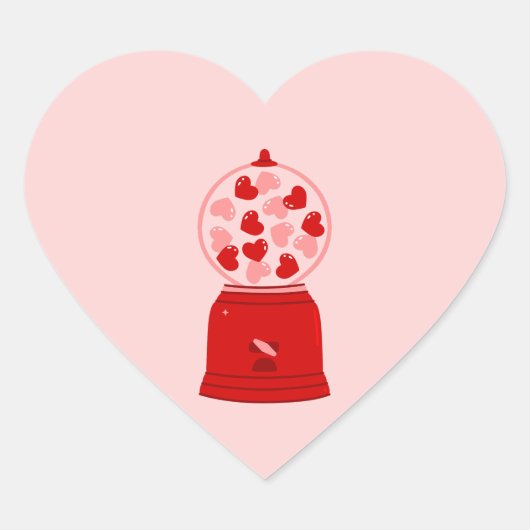 heart love valentine gum machine gumballs hart sticker (Voorkant)