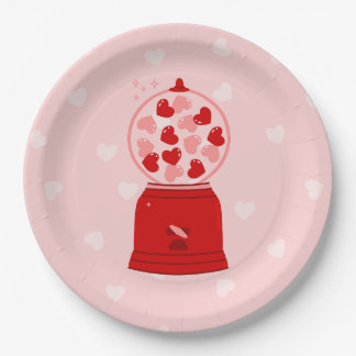 heart love valentine gumball machine gum papieren bordje